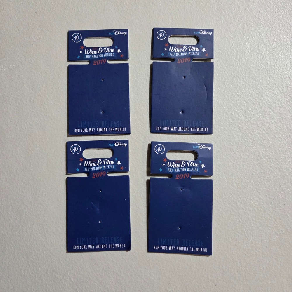 Disney Pin Backing Cards Unisex OS Blue 2019 Wine & Dine Half Marathon Lot of 4